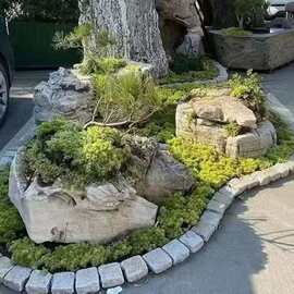 面包石铺路石园林庭院花园造景石头公园踏步石民间老石块砌墙石