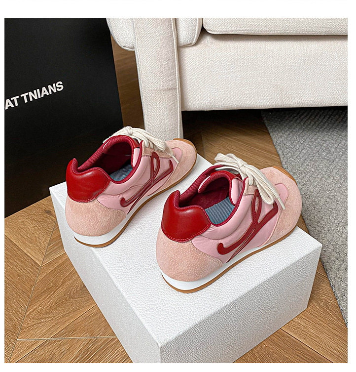 Giày sneaker nữ dáng Agandexun buộc dây tăng chiều cao bên trong 5 cm, mũi tròn, phong cách casual — Màu hồng, Màu nâu đậm, Màu xám, Màu đen chi tiết 21