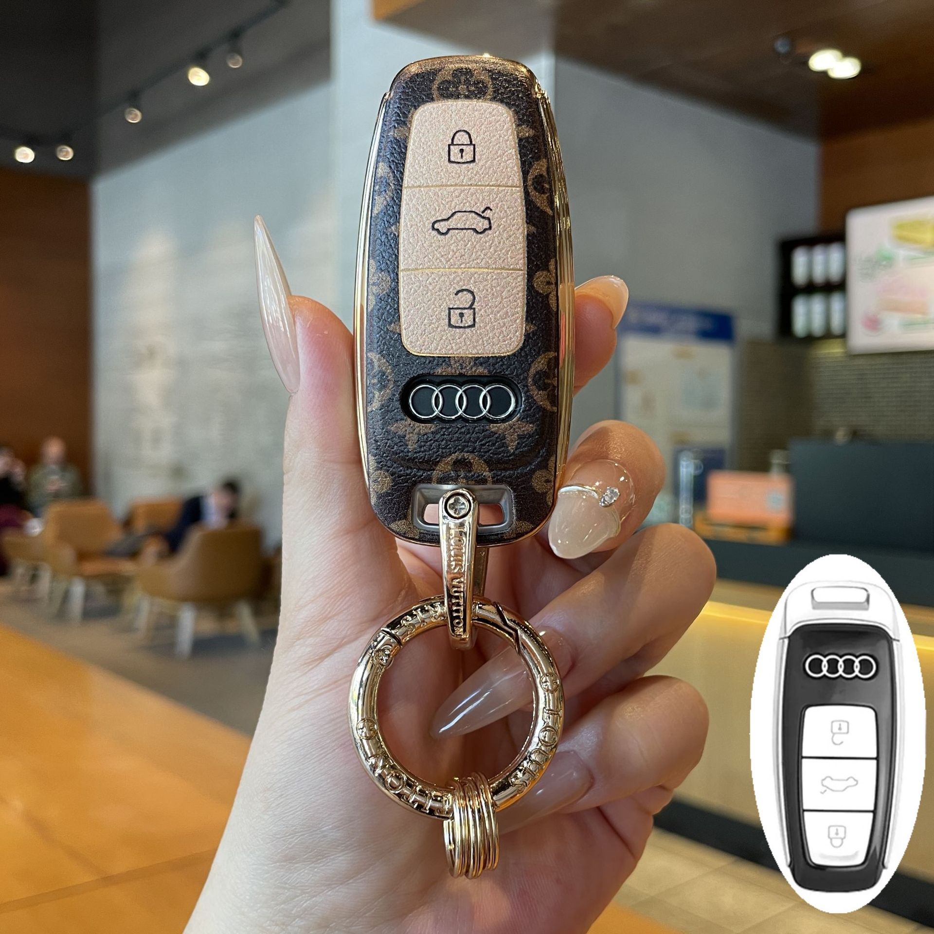 Suitable for Audi A6L Key Cover, A3 Dynamic Type, A7L High-End Model, Q6 Black Warrior Key Fob, A8/Q7/Q8/Q4 Full Cover