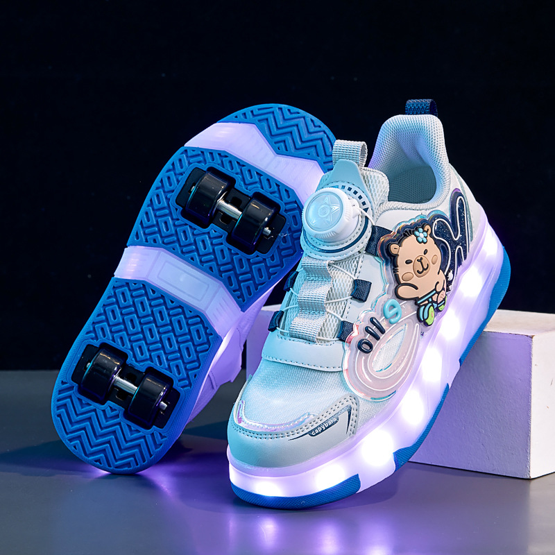 Children's Four-Wheel Heelys Wholesale Boys' Cartoon Sports Shoes Girls Students Light-Up Eight-Wheel Skates