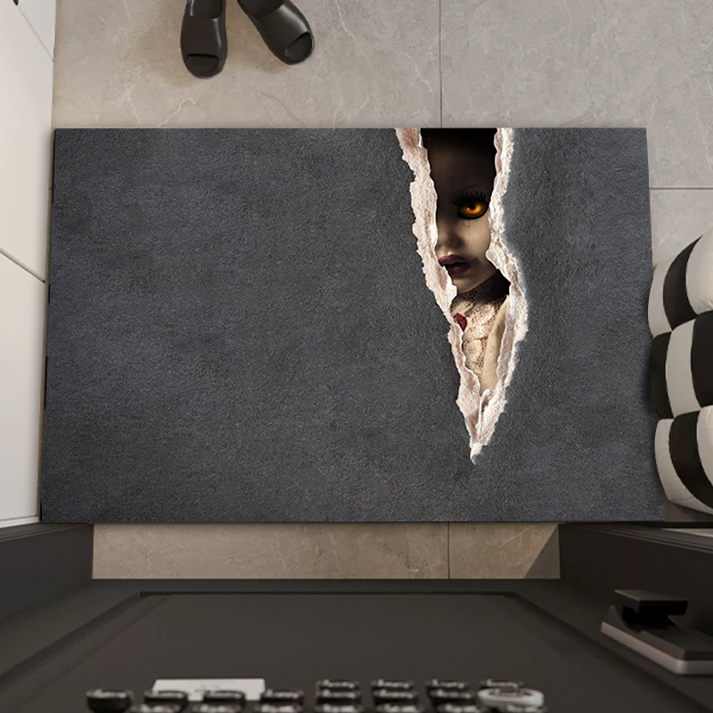 Fábrica transfronteriza alcantarilla cubierta de alcantarilla alfombra de payaso estera de la puerta de Halloween cráneo diseño fantasma cara estera del pie estera del baño