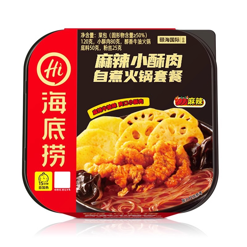 Haidilao 자체 가열 냄비 매운 바삭한 돼지고기 275g