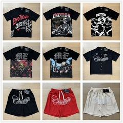 アメリカン潮牌カード脳プリント男女カップル服青少年街頭ファッション夏上着半袖tシャツ