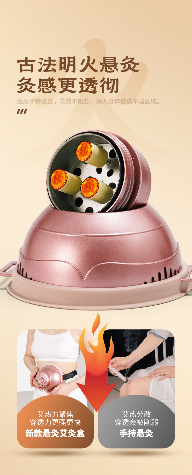 Portable Moxibustion Device with Temperature Control for Home Whole Body Warming Use key features