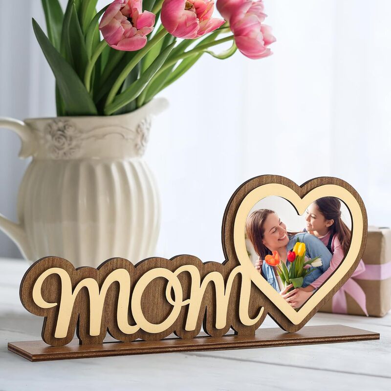 Mother's Day Picture Frame Wooden - Personalized Mom Photo Frame Desktop Ornament