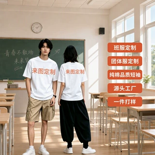 230克纯棉空白短袖T恤 一件起订来图定制数码印花 广告衫班服LOGO