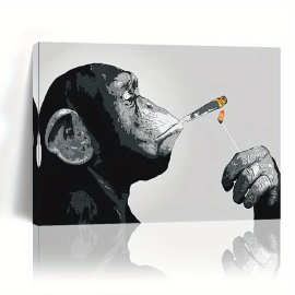 烟斗猴猩猩木框海报印刷家居装饰墙艺术图片节日礼物完美适用于房