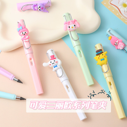 New Cartoon Eternal Pencil Black Technology No Need to Sharpen Pencils for Primary School Students to Write and Not Easy to Break Upright Pencils Wholesale