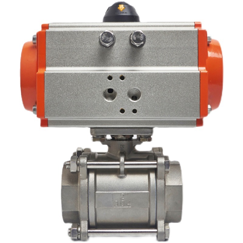 Q611F-16P气动三片式丝扣球阀DN15 20 25 40 螺纹不锈钢304阀门