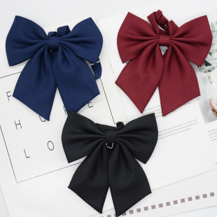 JK Bow Tie Female Korean Style Japanese College Style Student Bow Giant Feather Root wine red Black Navy Blue Collar Flower Matte Trendy