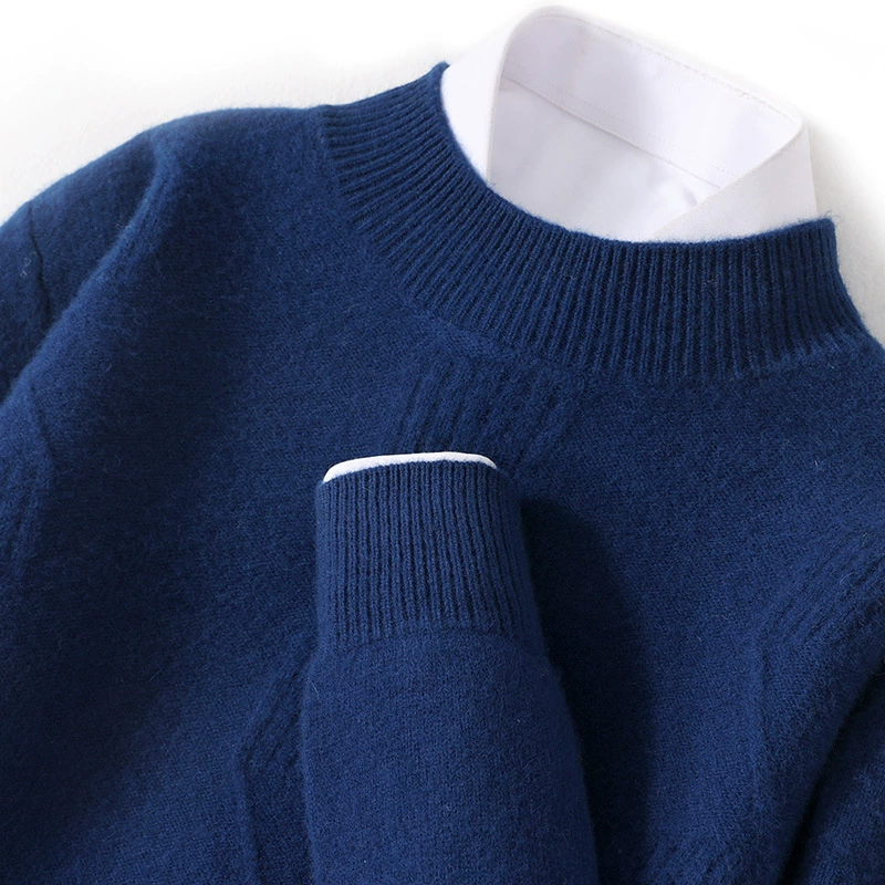 Осенне-Зимний новый мужской свободный свитер из чистой шерсти из чистого хлопка с круглым вырезом деловая Повседневная вязаная Базовая рубашка из кашемира