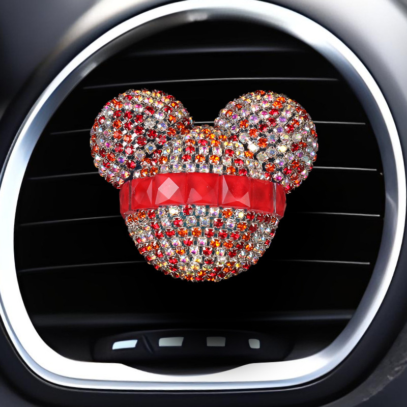 Diamante transfronterizo Mickey Head Salida de aire para automóvil Clip de fragancias Perfume para automóvil Aire acondicionado Perfume para automóvil Interior de diamantes de imitación