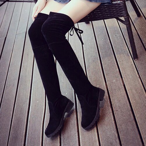 Autumn/Winter Women's Shoes British Style Cylinder Boot Korean Version Fashion Trend Flat Felt High Cylinder Boot