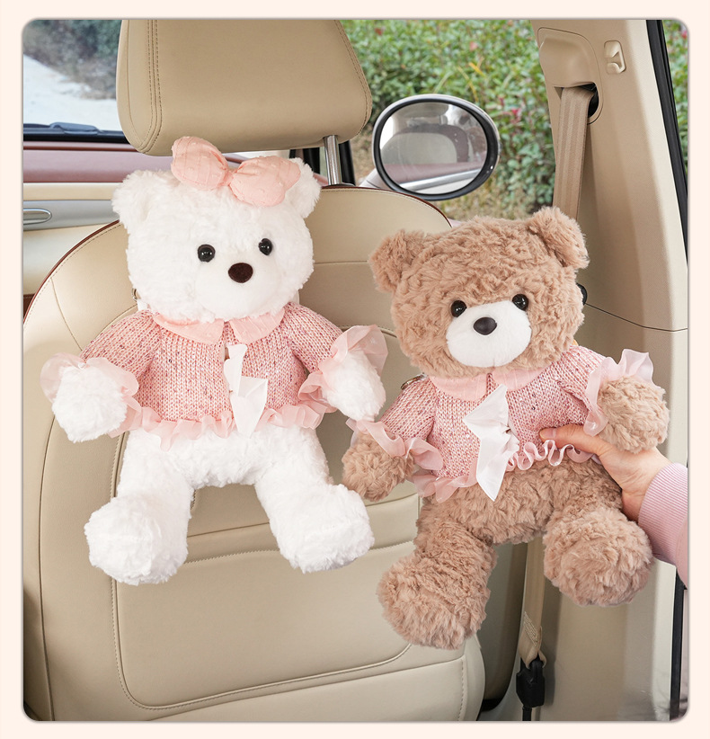 Cute Cartoon Car Tissue Box, High-End Tissue Hanging Bag, Creative Doll Car Hanging Tissue Box
