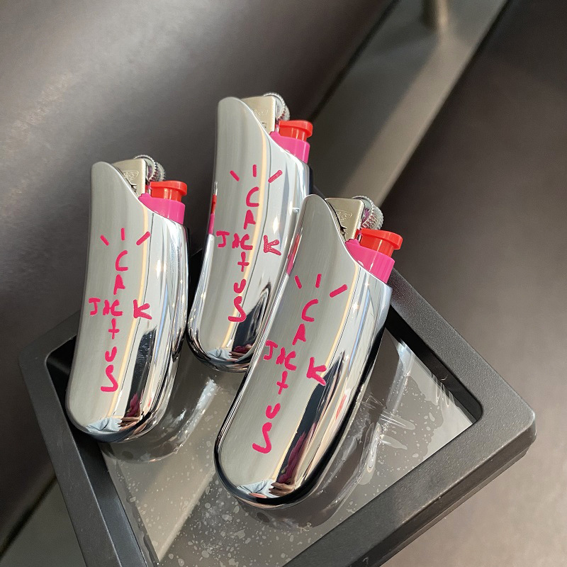 bic disposable lighter replacement metal cover silver pea grinding wheel TravisScott fashion brand bic disposable lighter replacement metal cover silver pea grinding wheel TravisScott fashion brand