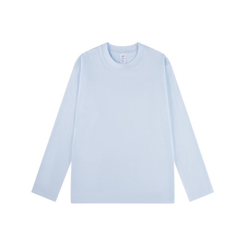 230 グラム秋と冬の新スタイル新疆コーマ綿白長袖 Tシャツメンズラウンドネックレギュラーソリッドカラーボトリングシャツ女性のトレンディなブランド|undefined