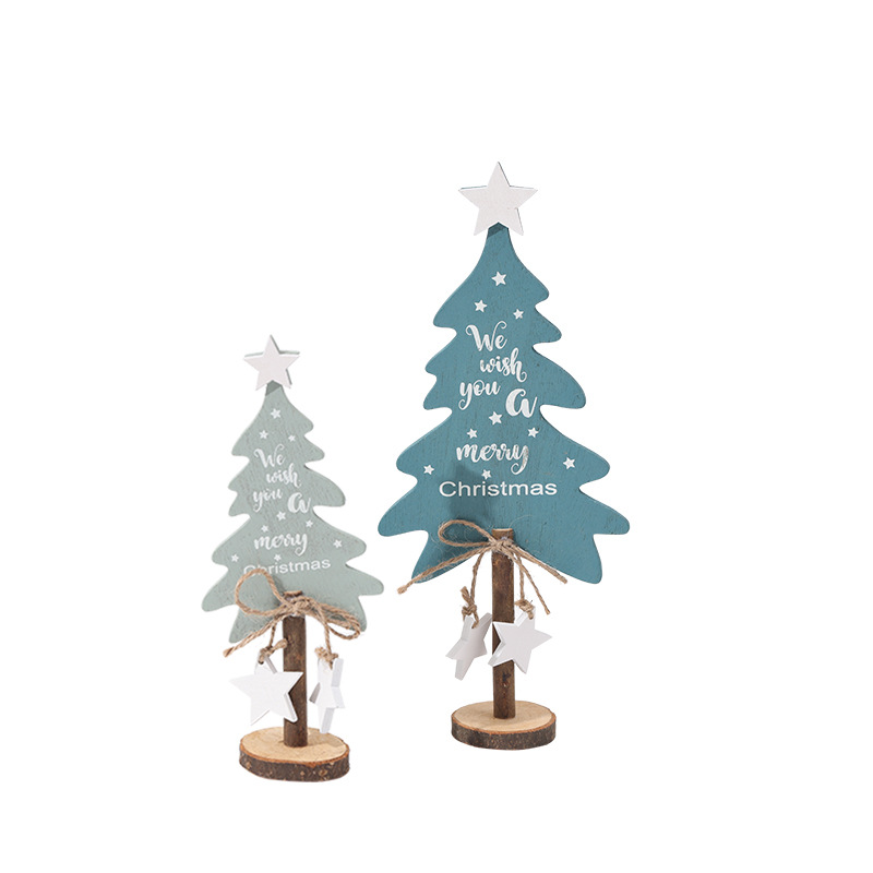 22 nuevos árboles de madera creativos decoraciones de escritorio de árboles de Navidad escenas de muñeco de nieve de alce decoración de Navidad