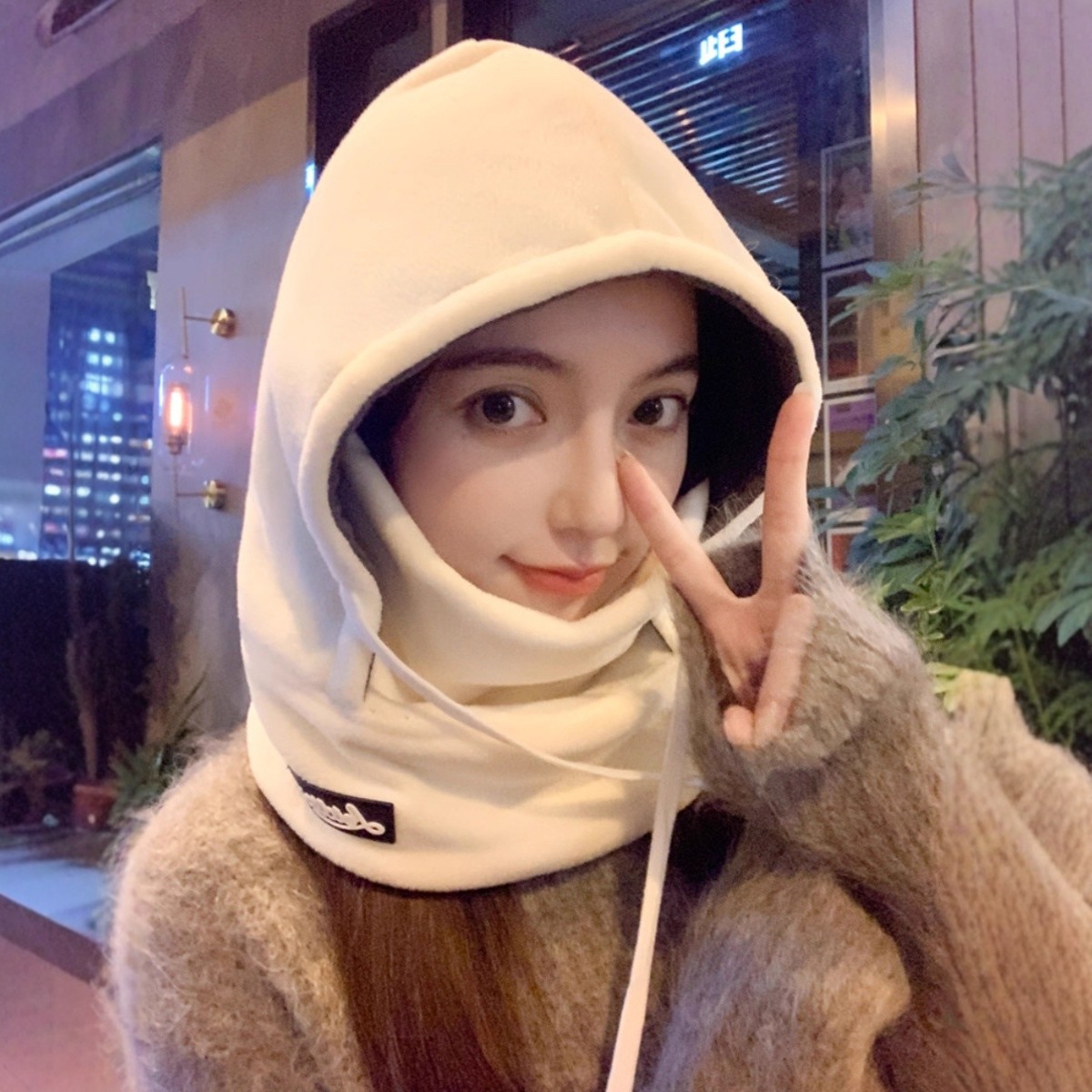 保暖帽子新围巾一体帽男女秋冬季滑雪加绒骑电动车面罩防风套头帽