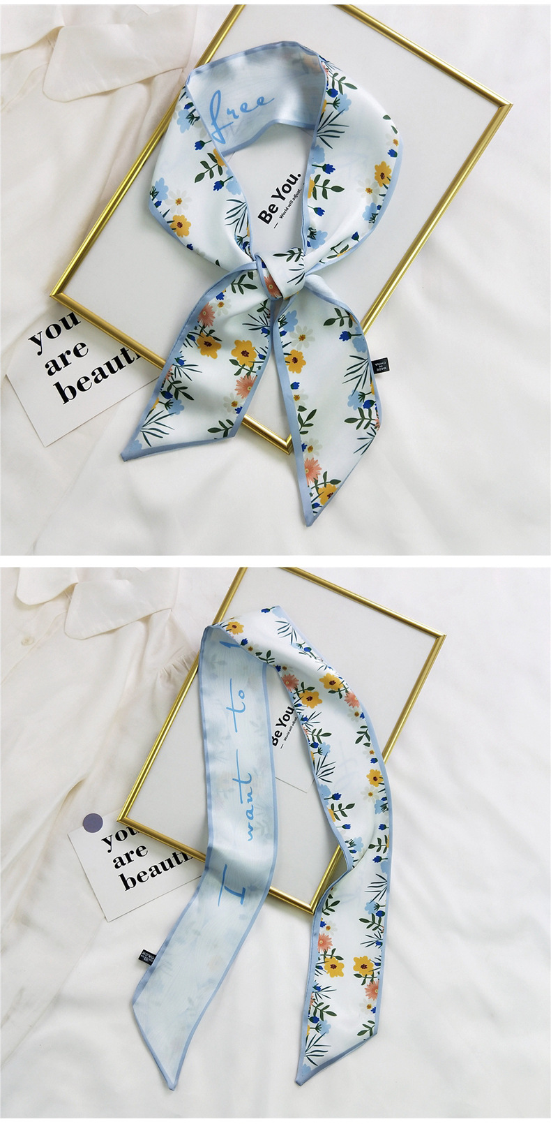 20g Weight Silk Scarf Classification Travel Occasion Unisex Gender Sweet Style Khaki, Multicolor, Dark Blue, White, Red, Green, Blue, Yellow, Black Color Fashion Silk Scarf Hair Tie 30