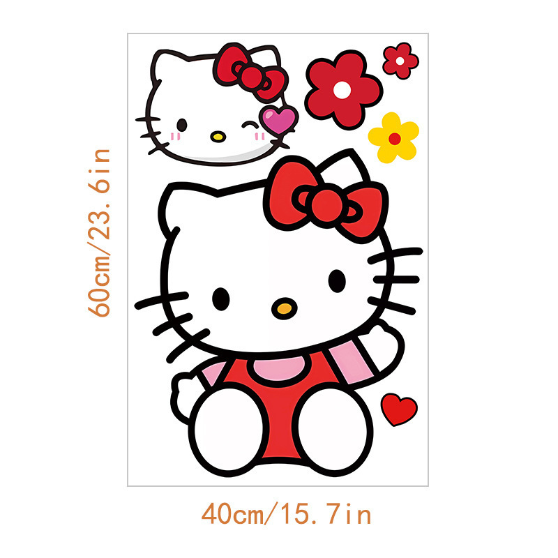 跨境外贸HelloKitty儿童房可爱墙贴小女孩卧室贴纸幼儿园卡通贴画|undefined
