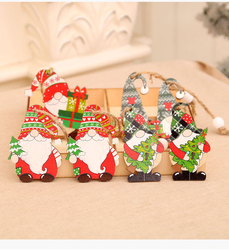 Christmas Cute Santa Claus Wood Party Hanging Ornaments 12 Pieces display picture 3