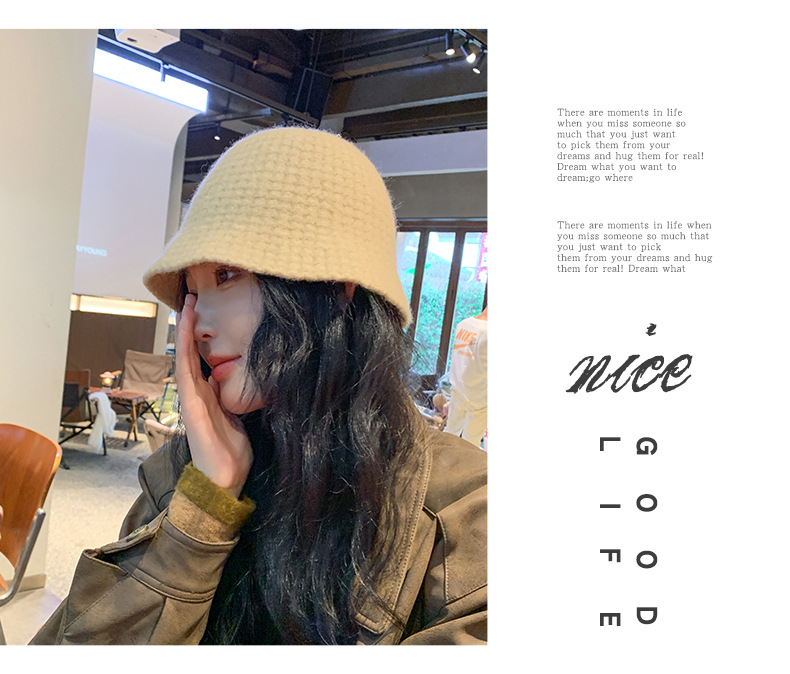 Knitted Hat Children's New Autumn and Winter Face Show Small Solid Color Simple Wool Bucket Hat Warm and Fashionable_voghion.com