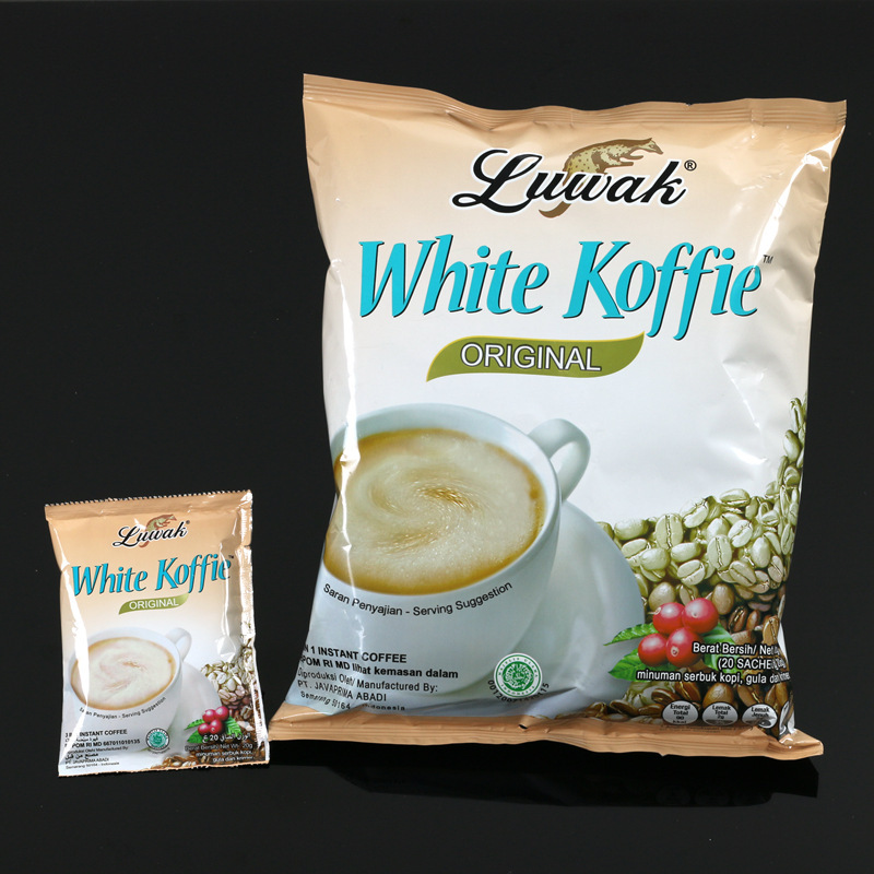 Indonesian cat slouwow white coffee original flavor 400g(20 small bags) instant three-in-one coffee powder 1 Box 10 bags Indonesian cat slouwow white coffee original flavor 400g(20 small bags) instant three-in-one coffee powder 1 Box 10 bags