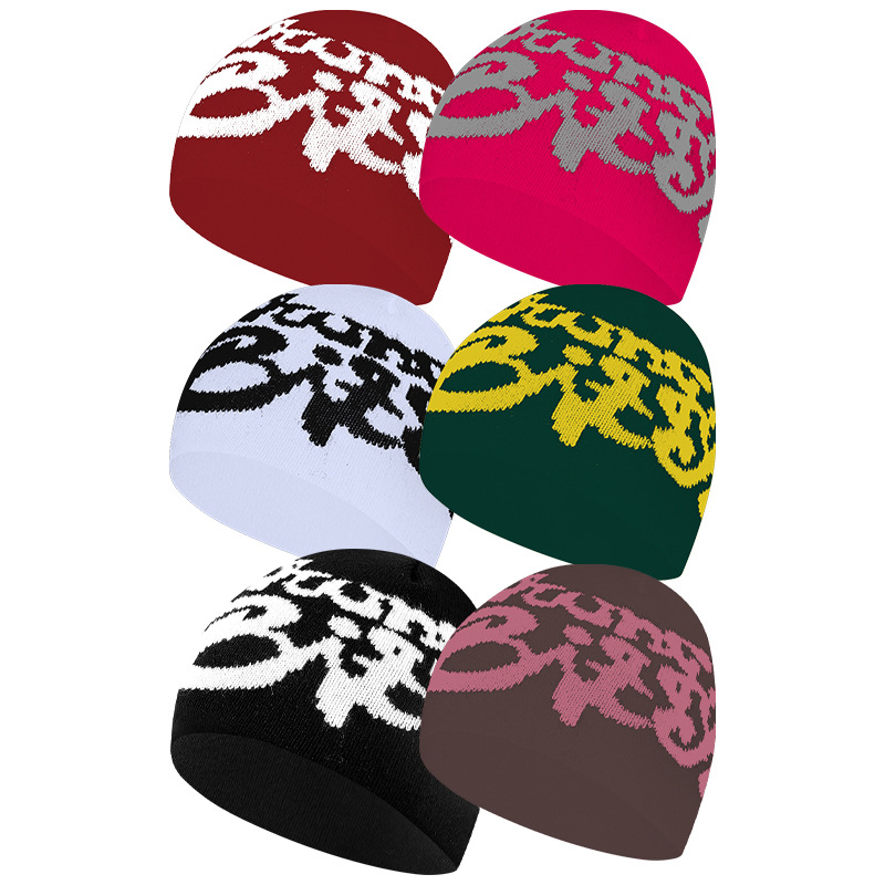 Jesenska in zimska ribiška črka, topla zunanja vetrovno odporna dvoslojna debela žakard pletena kapa_voghion.com