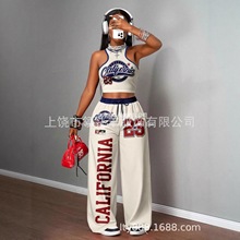 SHEIN跨境秋季女装抹胸套装上衣长裤修身显瘦超火潮流百搭套装