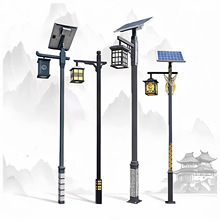 6米太阳能户外回纹方杆新农村仿古中式印花超亮民族庭院景观路灯