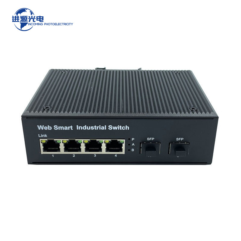 WEB网管型工业级千兆2光4电SFP POE环网交换机导轨式工程监控专供