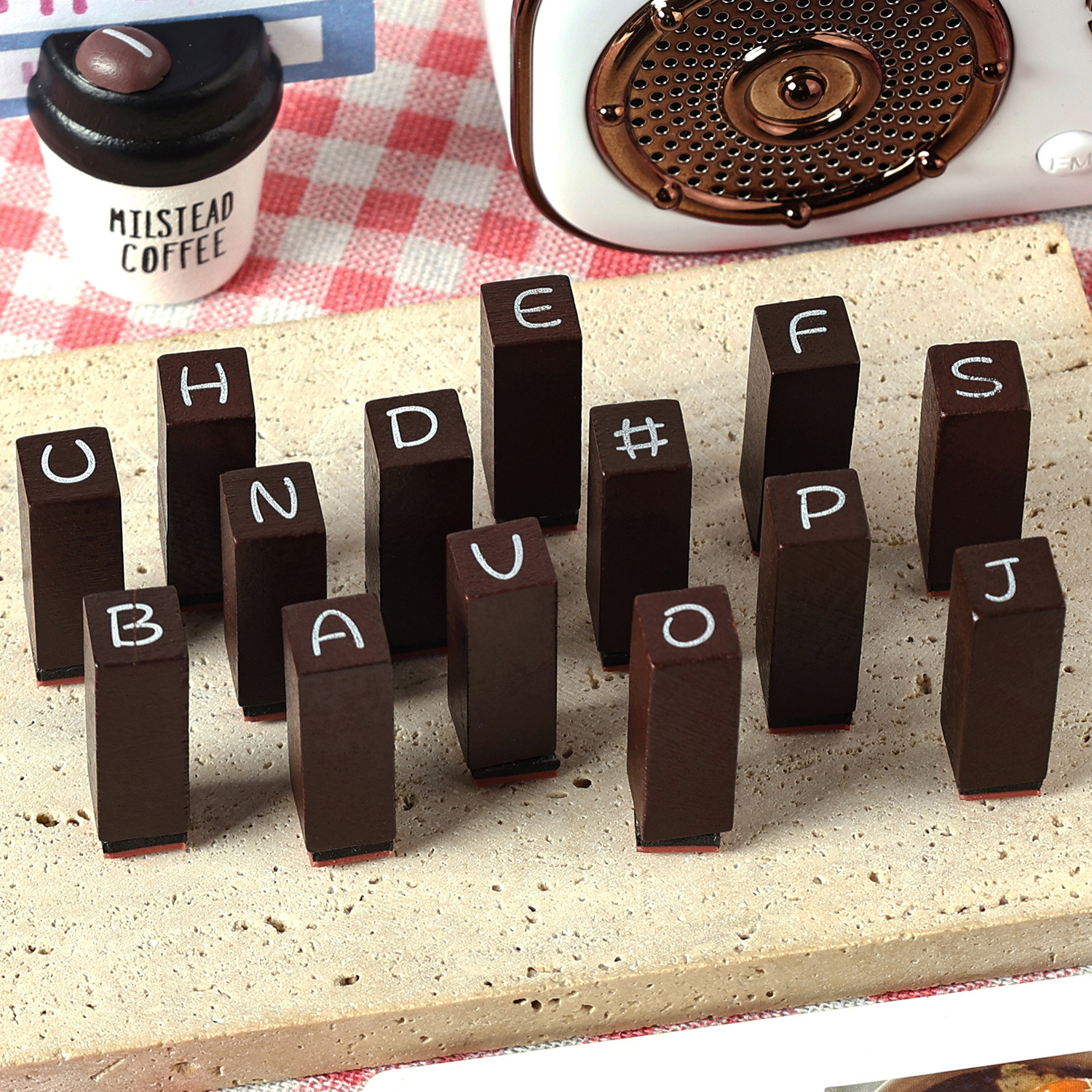 English Years Series Lotus Wood Sello de madera Diy Decoración de cuenta manual Frotamiento Conjunto de sello de madera retro transfronterizo