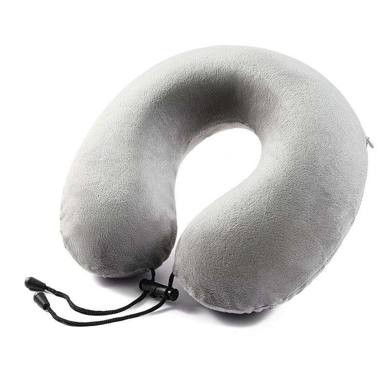 Almohada en forma de U de tela súper suave de cristal gris