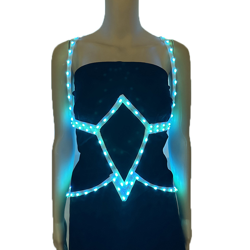 LED ilusionado color flujo de agua luminosa correa de fiesta escenario ropa de rendimiento Bluetooth control remoto LED luminoso chica caliente usar accesorios