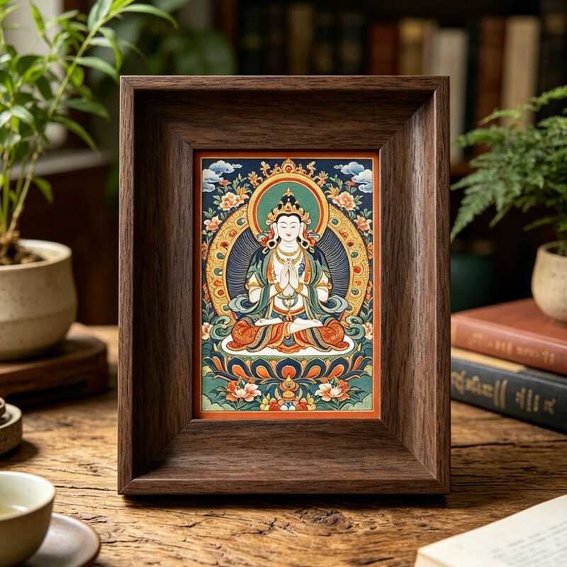 New Chinese-style retro thangka picture frame, multi-size Buddha statue hanging painting mounting frame, DIY self-mounting for wall hanging or tabletop display, in stock New Chinese-style retro thangka picture frame, multi-size Buddha statue hanging painting mounting frame, DIY self-mounting for wall hanging or tabletop display, in stock