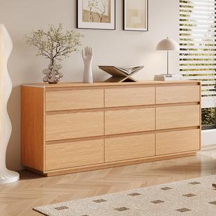 Rubber Wood Living Room Three-Drawer Storage Side Cabinet, All Solid Wood Bedroom Six-Drawer Cabinet, Bedside Wall-Mounted Large-Capacity Nine-Drawer Cabinet
