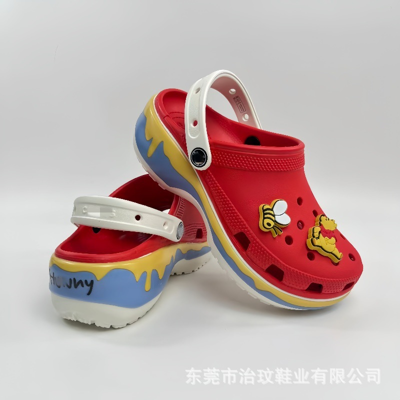 Croos nuevo oso Pooh nubes agujero zapatillas zapatillas de mujer zapatillas cordones flores lindos colgantes zapatillas