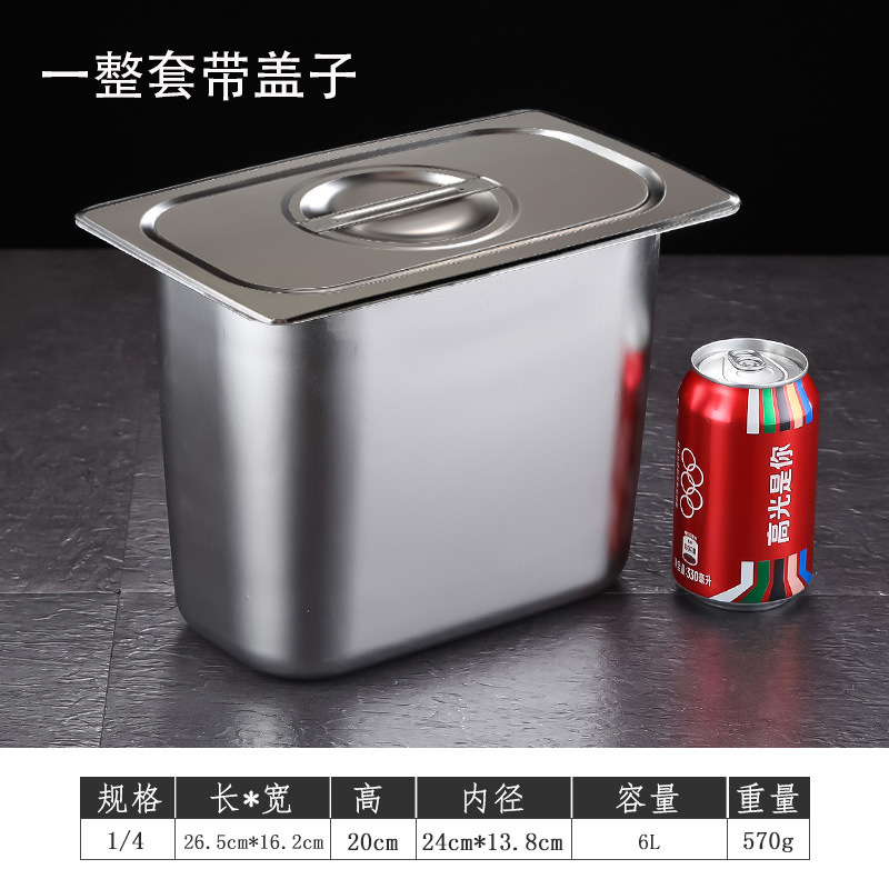 Recipiente Rectangular de Acero Inoxidable con Tapa para Camión de Comida y Mermelada
