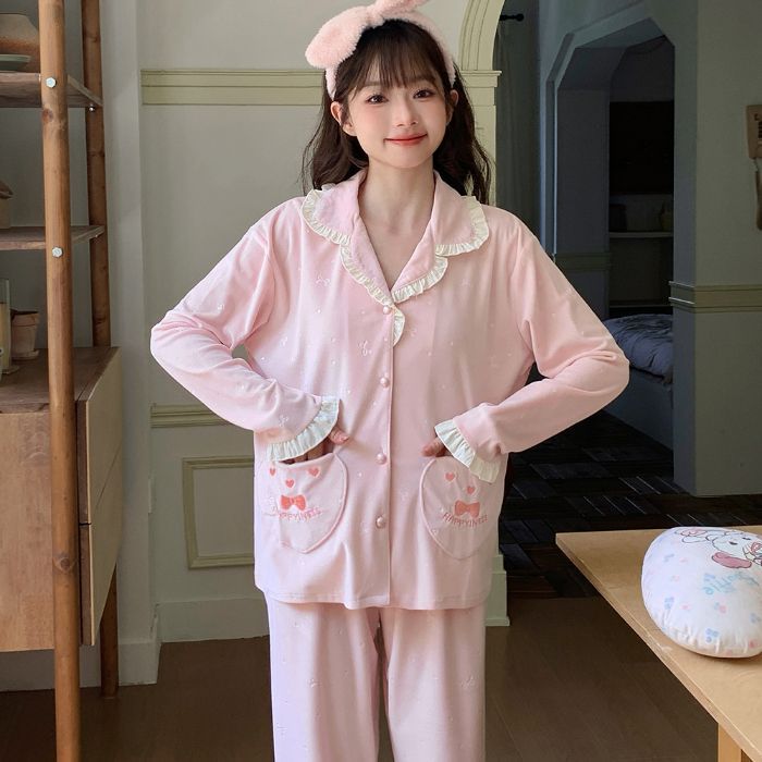 대박 고품질 잠옷 여자 섬 융 가을 겨울 카디건 부드러운 긴 소매 긴 바지