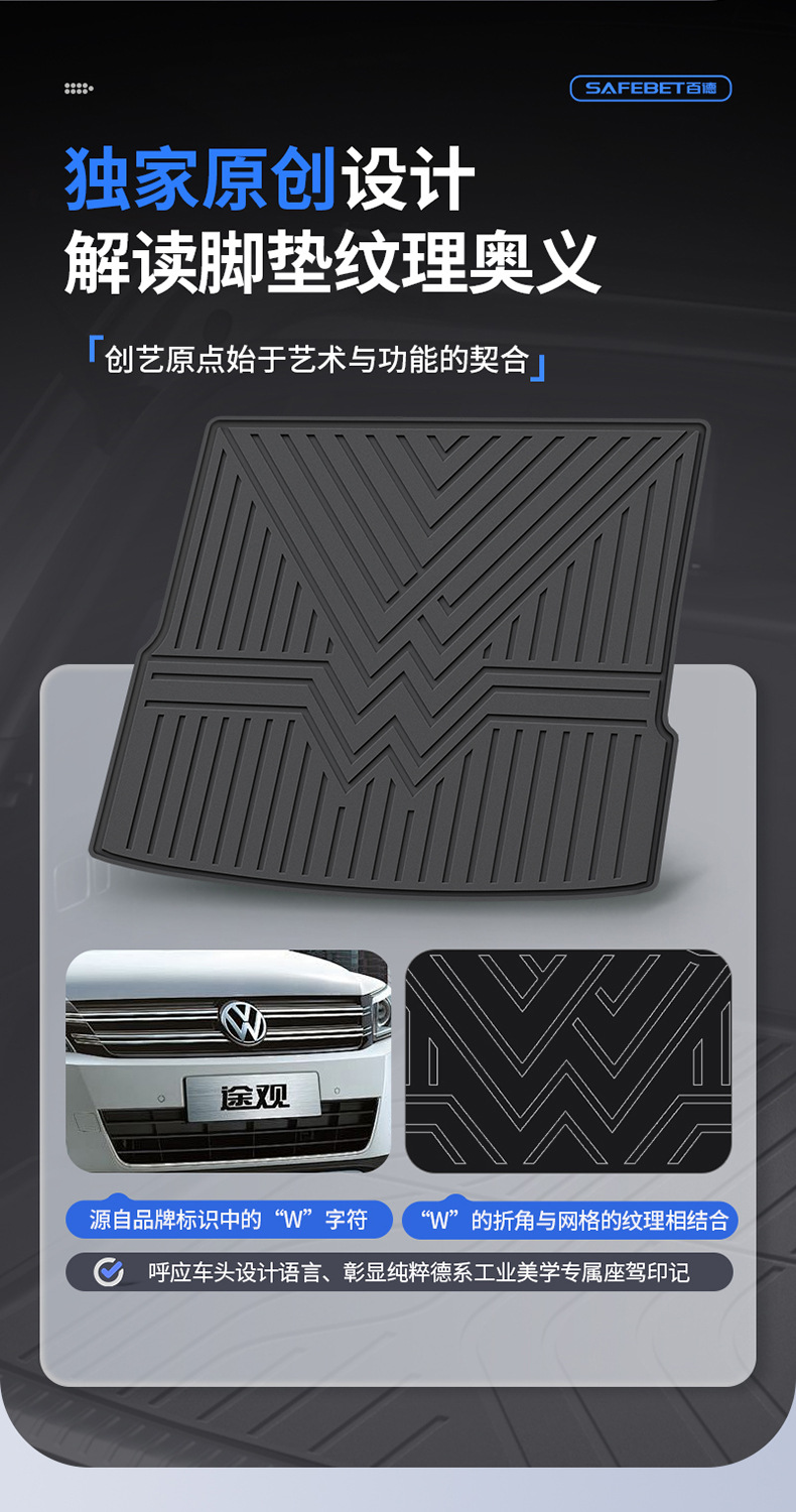 Volkswagen Tiguan L, Sagitar, Tharu, Lavida, Cc, Passat, Tayron, Id9X, Magotan, Bora Tpe Car Trunk Mat