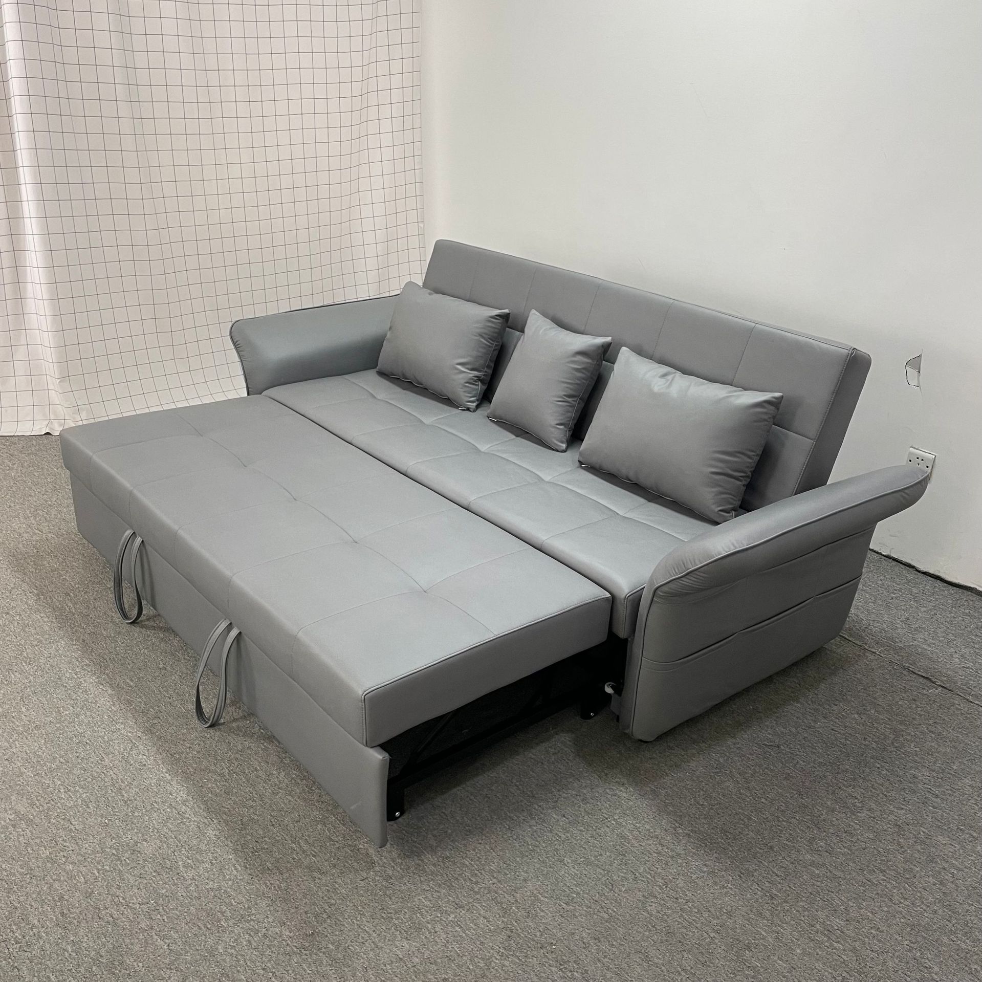 Sofá cama multifuncional verde oscuro doble uso plegable pequeño apartamento de sala de estar almacenaje VIP desmontable arena de tela