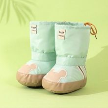 婴儿高帮加绒加厚棉鞋6-12月宝宝软底系带棉靴毛蹄鞋0-1岁冬现货