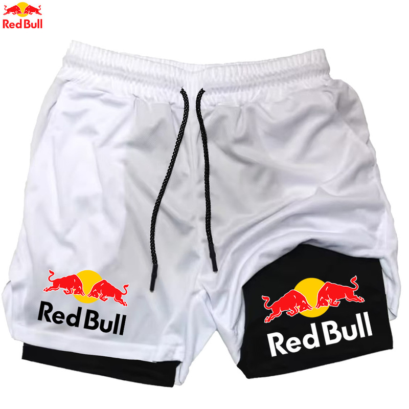 Red-Bull クロスボーダー爆発メーカー販売メンズツーインワン二層ショーツフィットネストレーニングパンツ高品質|undefined