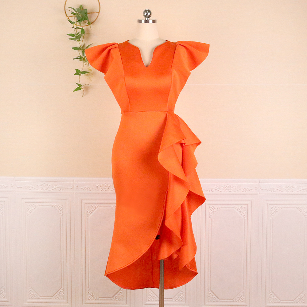 Plus Size Women's Dress With Ruffled Irregular Hem For Parties_voghion.com