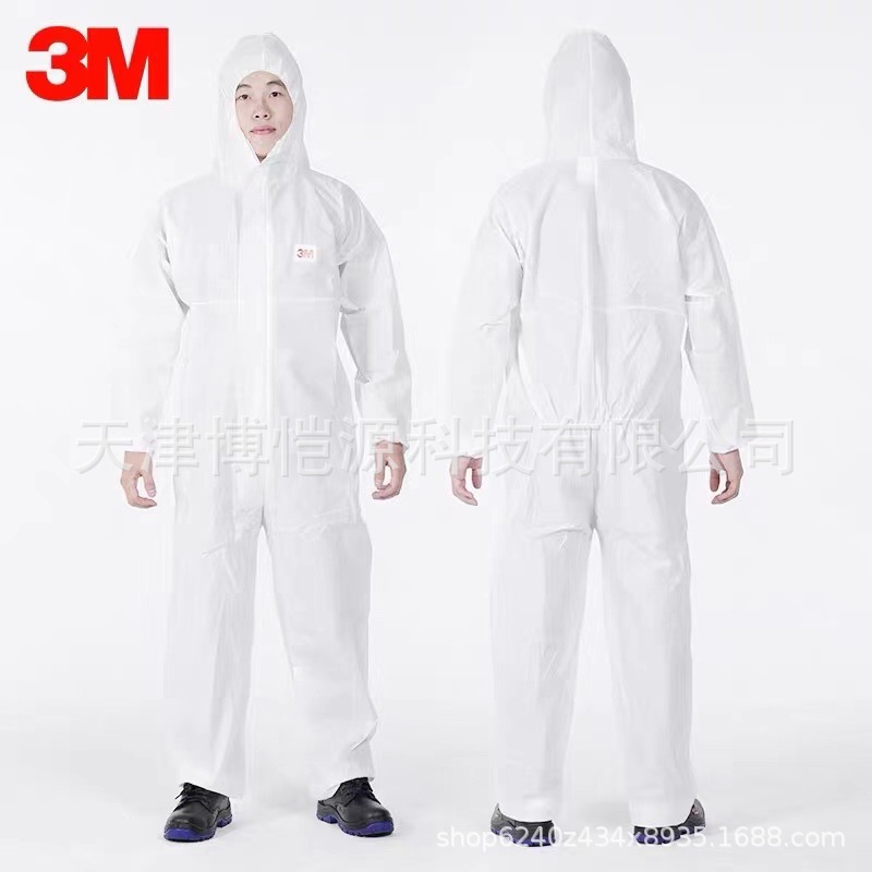 3M4515白色连体带帽防护服喷漆工打农药实验室防尘服安全服