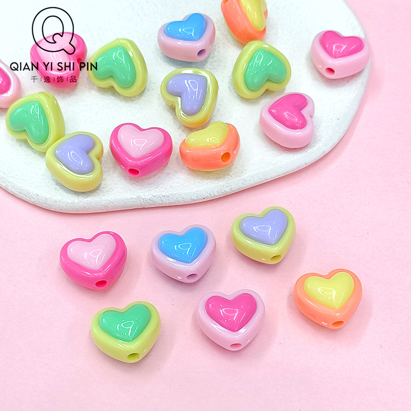 Cuentas sueltas de empalme amor de 16x18mm, color sólido, para perforación DIY, accesorios para pulseras, collares, cadenas de teléfono móvil y cabello.