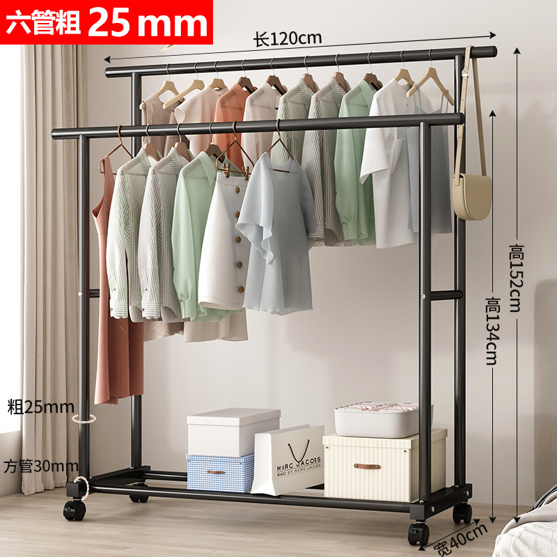 더블 폴 1.2 m-검정 [25 라운드 두께] + 휠