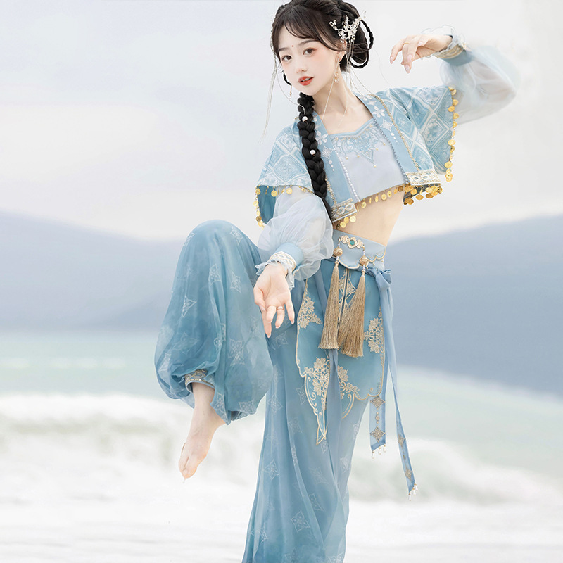 2026 Original Design Cloud Traveler Hanfu Women's Dunhuang Western Region Style Top and Pants Set 9099