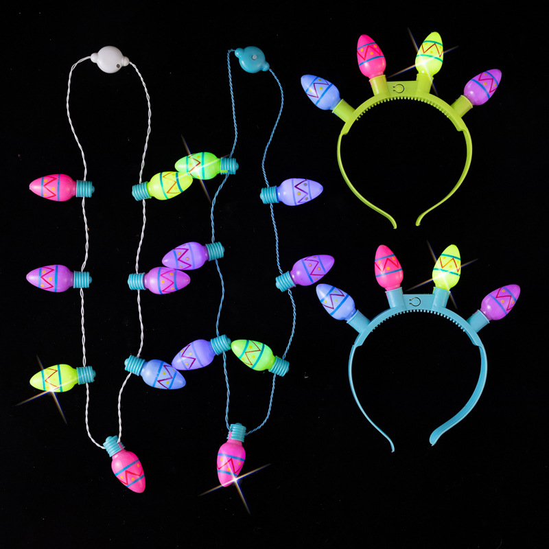 Coolette Easter luminous headband concert props men and women party accessories night market colorful egg headband