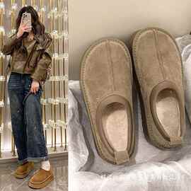 厚底毛毛勃肯鞋女2025秋四季新款加绒四季保暖一脚蹬软底雪地棉鞋